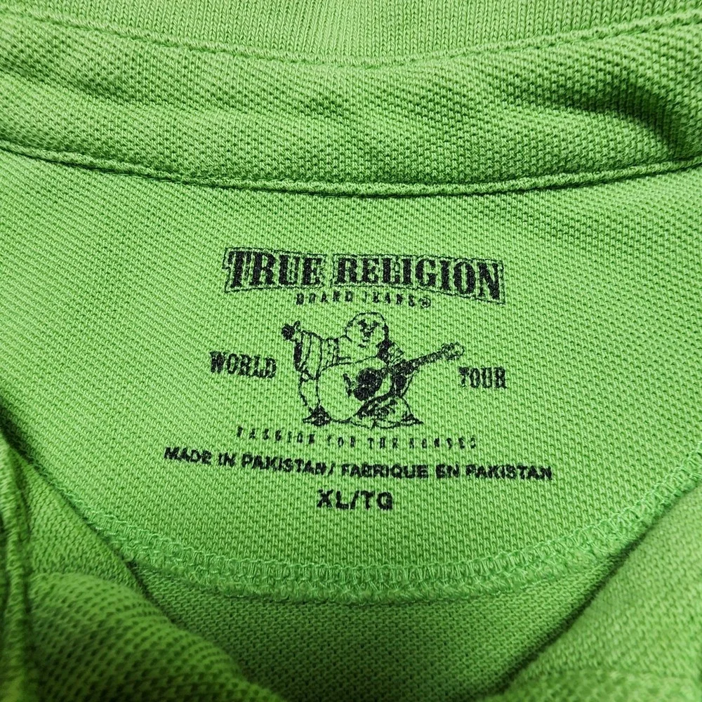 True Religion Sportswear California‎ Style Mens XL Green Polo Shirt Short Sleeve